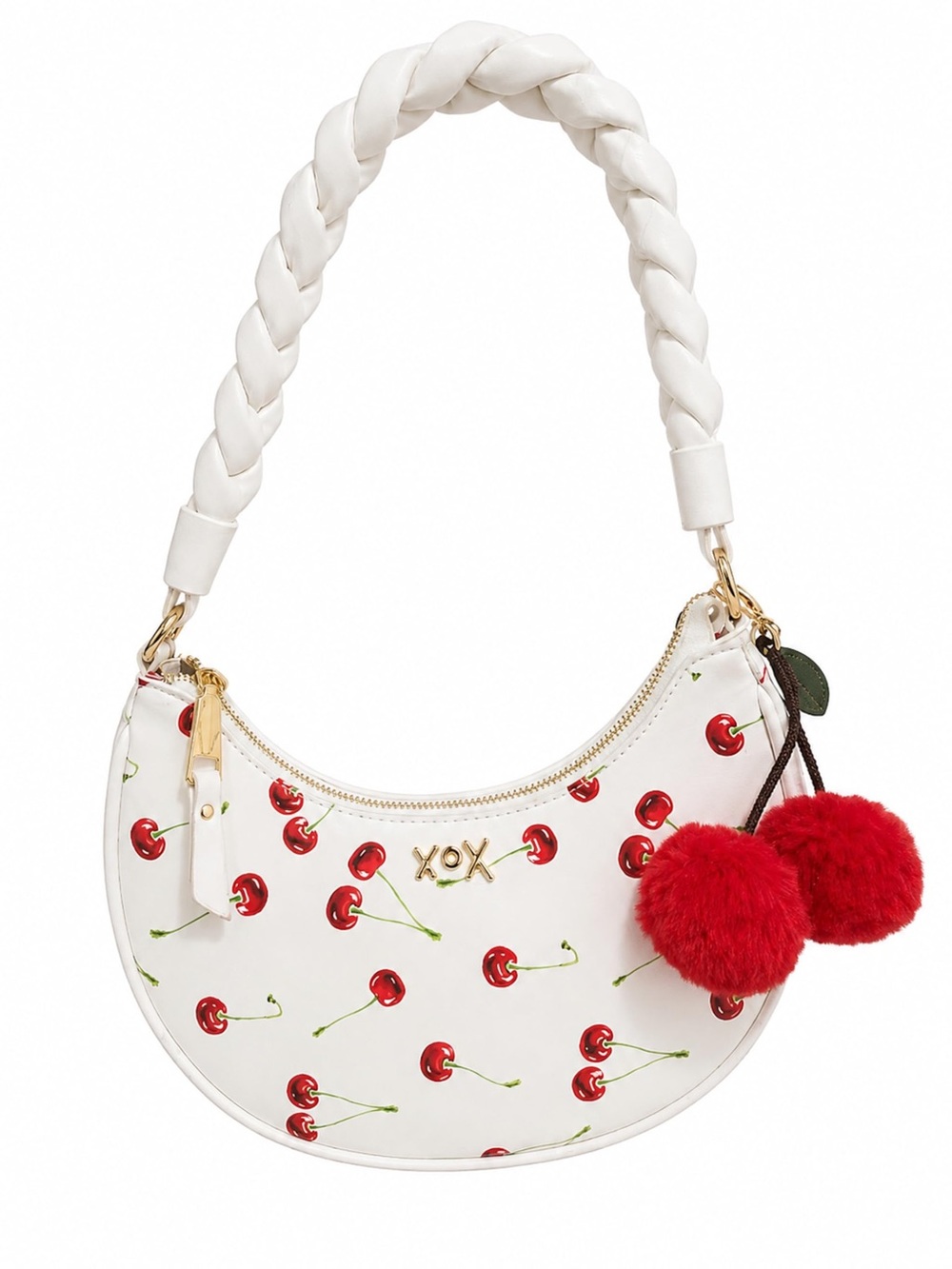 Betsey Johnson XOX Crescent Shoulder Bag with Accent Charm